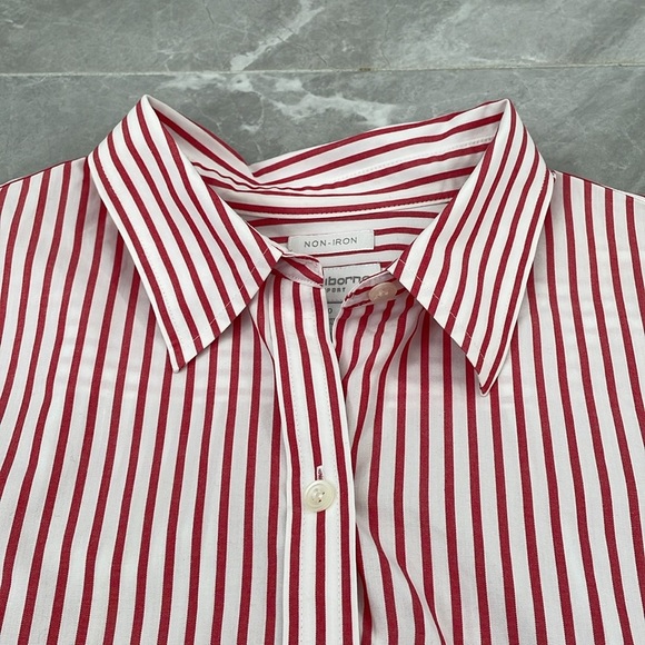 Women's Liz Claiborne Lizsport Button Down Cotton Long Sleeve Striped Shirt - Picture 4 of 16